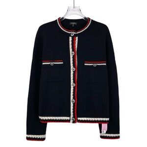 Chanel Black Jacket with Red and White Accents